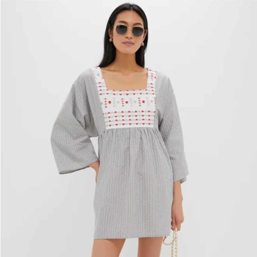 NWT Pomander Place Sage Stripe Embroidered Sadona Dress Size XL